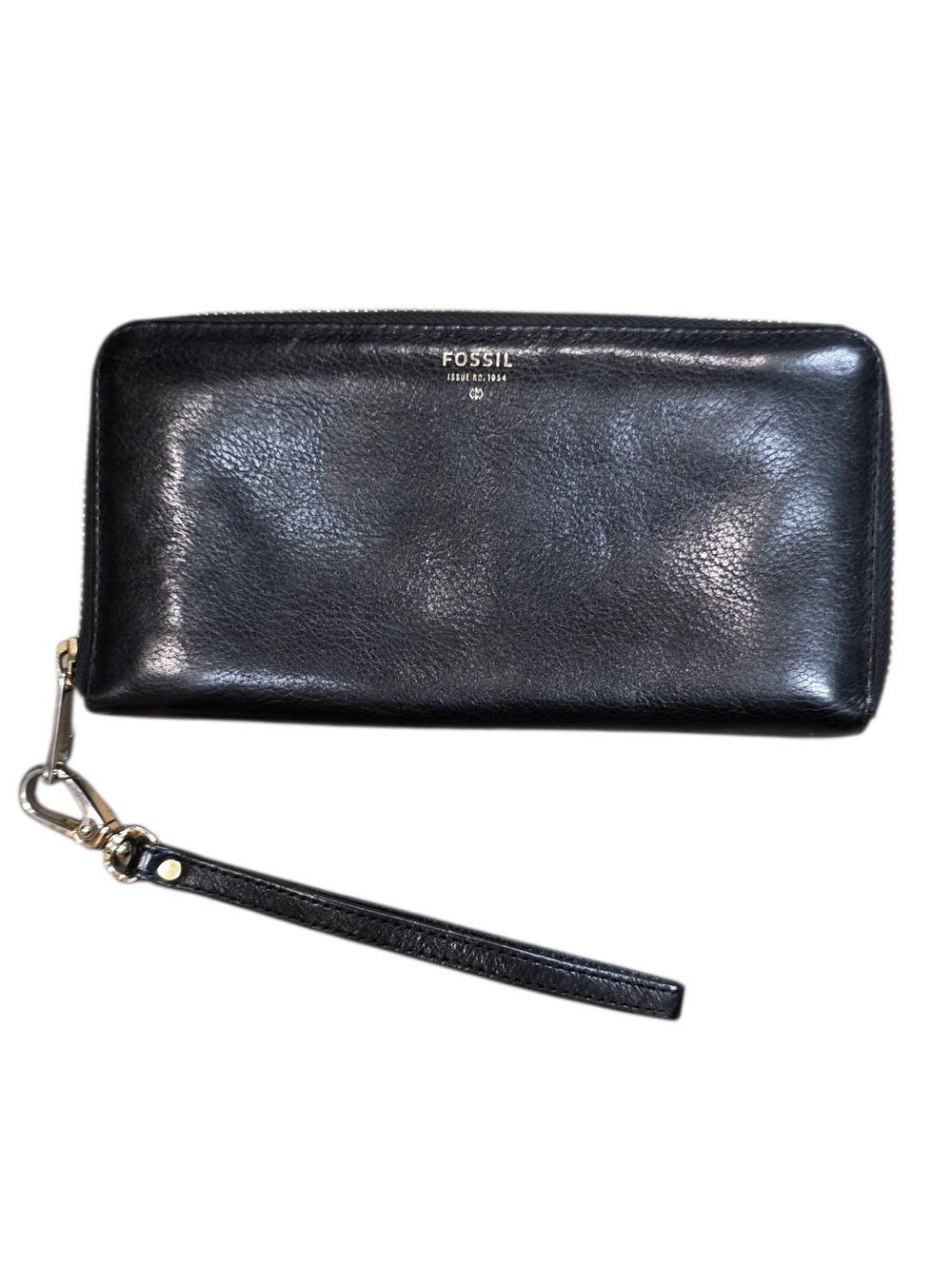 Fossil Black Pebbled Leather Wristlet Wallet